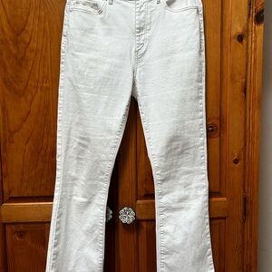 LOFT Women's White with Brown Stitching Kick Crop